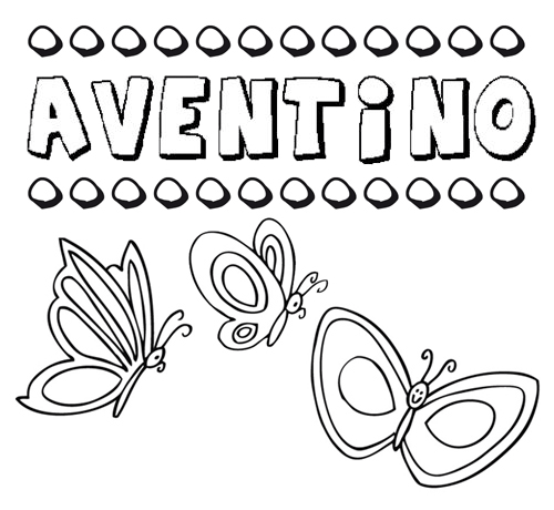 Desenho do nome Aventino para imprimir e pintar. Imagens de nomes