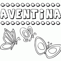 Desenho do nome Aventina para imprimir e pintar. Imagens de nomes