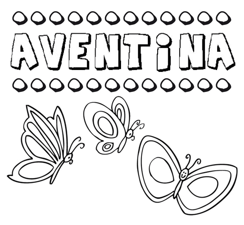 Desenho do nome Aventina para imprimir e pintar. Imagens de nomes