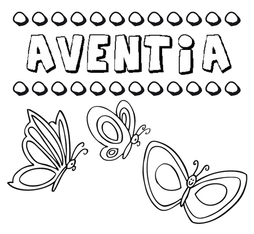 Desenho do nome Aventia para imprimir e pintar. Imagens de nomes