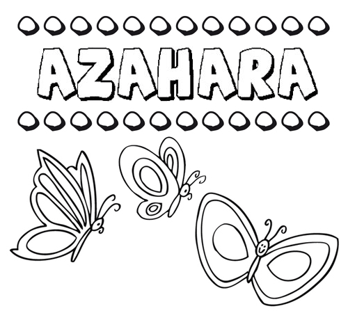 Desenho do nome Azahara para imprimir e pintar. Imagens de nomes