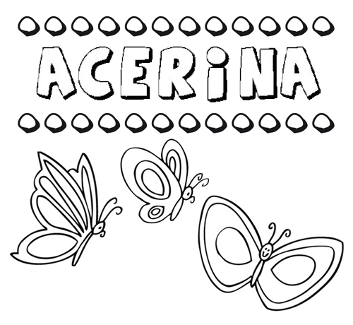 Desenho do nome Acerina para imprimir e pintar. Imagens de nomes