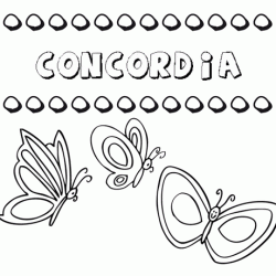 Desenho do nome Concordia para imprimir e pintar. Imagens de nomes