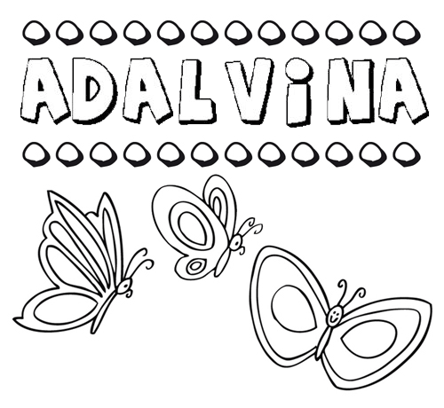 Desenho do nome Adalvina para imprimir e pintar. Imagens de nomes