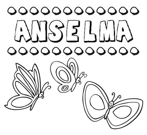 Desenho do nome Anselma para imprimir e pintar. Imagens de nomes