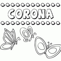 Desenho do nome Corona para imprimir e pintar. Imagens de nomes