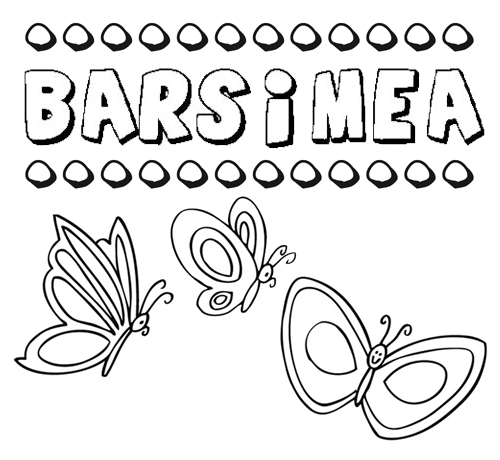 Desenho do nome Barsimea para imprimir e pintar. Imagens de nomes