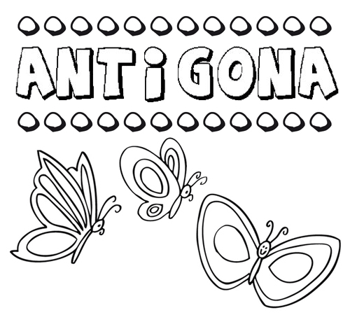 Desenho do nome Antigona para imprimir e pintar. Imagens de nomes