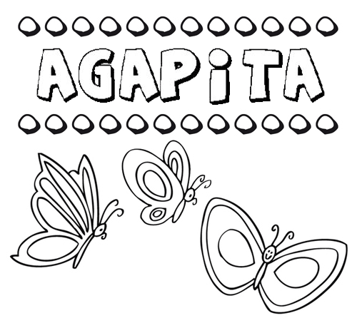 Desenho do nome Agapita para imprimir e pintar. Imagens de nomes