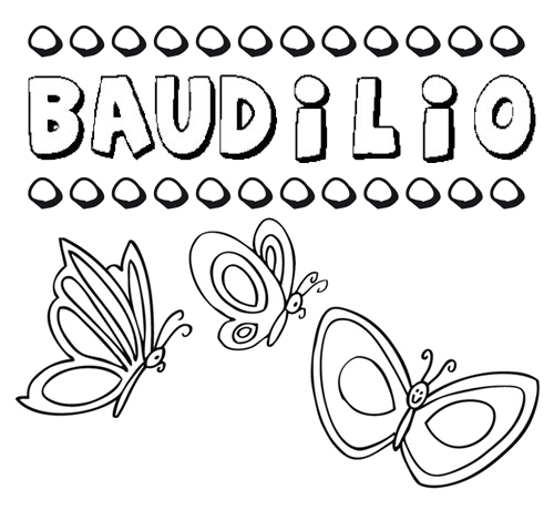 Desenho do nome Baudilio para imprimir e pintar. Imagens de nomes