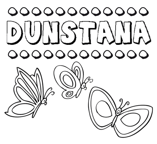 Desenho do nome Dunstana para imprimir e pintar. Imagens de nomes