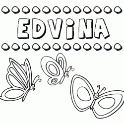 Desenho do nome Edvina para imprimir e pintar. Imagens de nomes