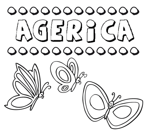 Desenho do nome Agerica para imprimir e pintar. Imagens de nomes