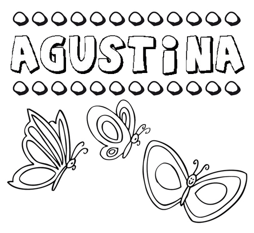 Desenho do nome Agustina para imprimir e pintar. Imagens de nomes