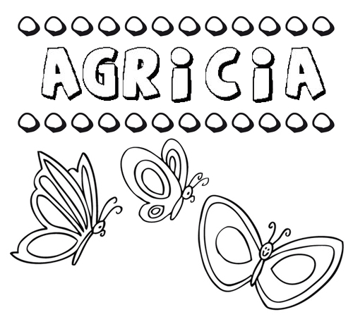 Desenho do nome Agricia para imprimir e pintar. Imagens de nomes