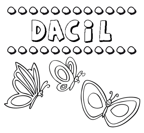 Desenho do nome Dácil para imprimir e pintar. Imagens de nomes