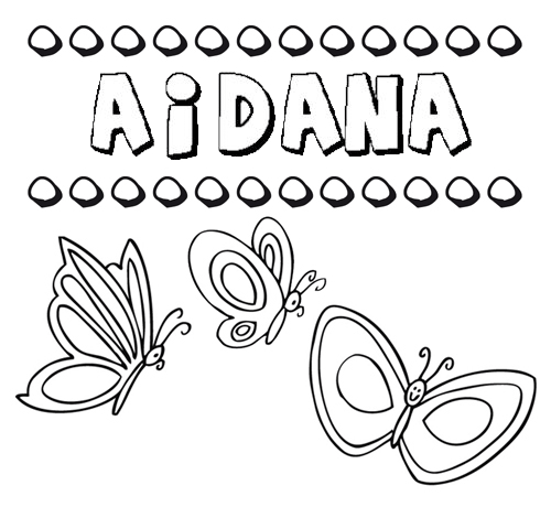 Desenho do nome Aidana para imprimir e pintar. Imagens de nomes