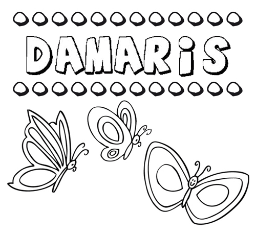 Desenho do nome Dámaris para imprimir e pintar. Imagens de nomes