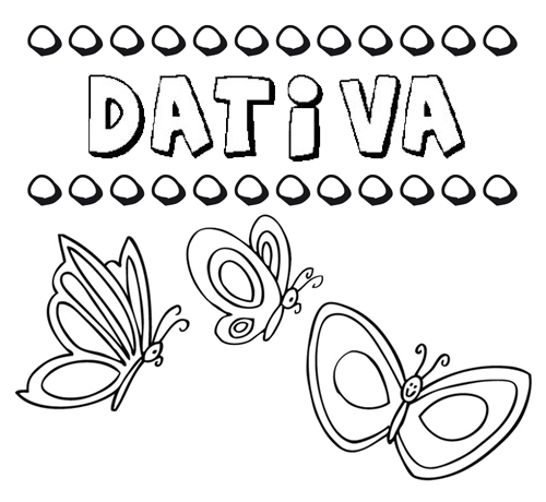 Desenho do nome Dativa para imprimir e pintar. Imagens de nomes