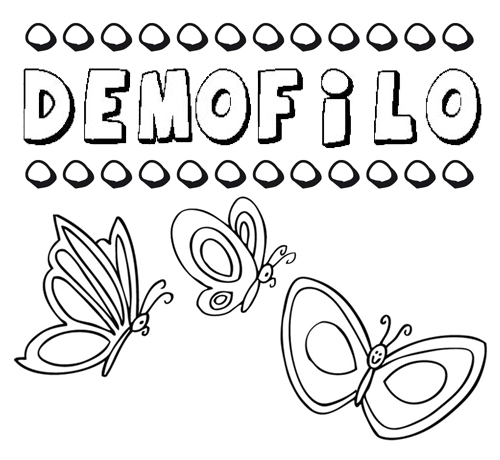Desenho do nome Demófilo para imprimir e pintar. Imagens de nomes