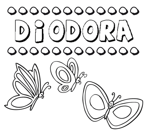 Desenho do nome Diodora para imprimir e pintar. Imagens de nomes
