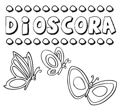 Desenho do nome Dióscora para imprimir e pintar. Imagens de nomes