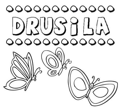 Desenho do nome Drusila para imprimir e pintar. Imagens de nomes