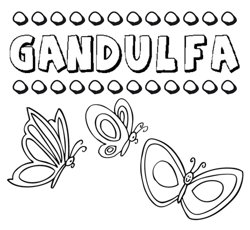 Desenho do nome Gandulfa para imprimir e pintar. Imagens de nomes