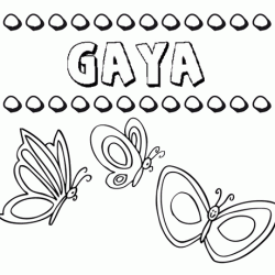 Desenho do nome Gaya para imprimir e pintar. Imagens de nomes