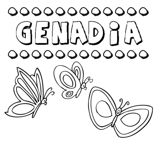 Desenho do nome Genadia para imprimir e pintar. Imagens de nomes