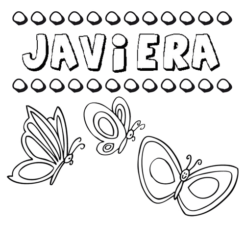 Desenho do nome Javiera para imprimir e pintar. Imagens de nomes