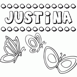 Desenho do nome Justina para imprimir e pintar. Imagens de nomes