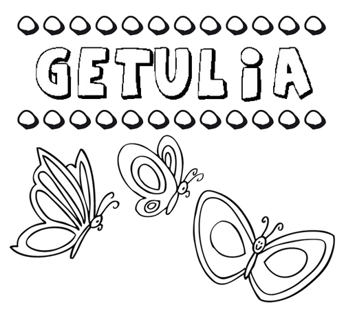 Desenho do nome Getulia para imprimir e pintar. Imagens de nomes