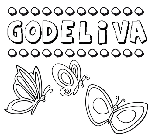Desenho do nome Godeliva para imprimir e pintar. Imagens de nomes