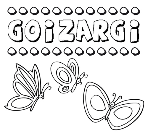 Desenho do nome Goizargi para imprimir e pintar. Imagens de nomes