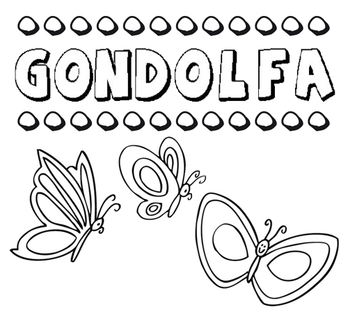 Desenho do nome Gondolfa para imprimir e pintar. Imagens de nomes