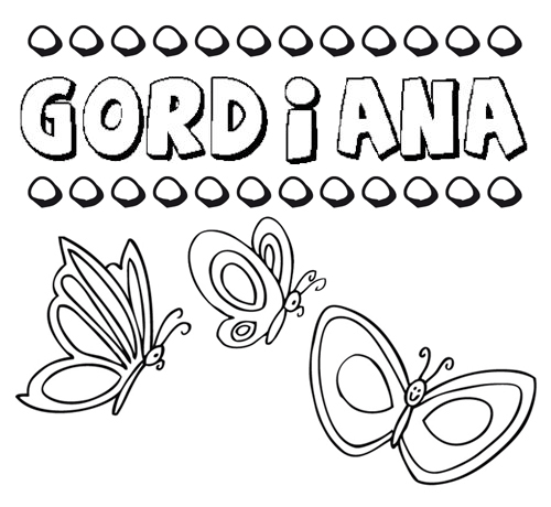 Desenho do nome Gordiana para imprimir e pintar. Imagens de nomes