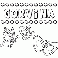 Desenho do nome Gorvina para imprimir e pintar. Imagens de nomes