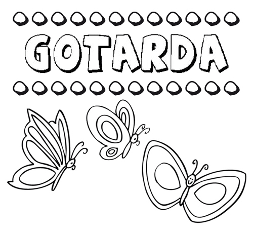 Desenho do nome Gotarda para imprimir e pintar. Imagens de nomes