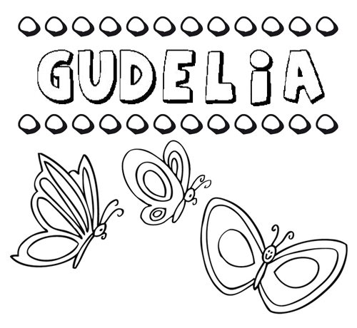 Desenho do nome Gudelia para imprimir e pintar. Imagens de nomes