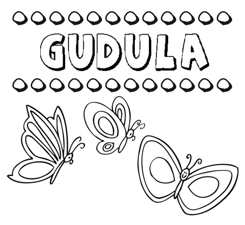 Desenho do nome Gúdula para imprimir e pintar. Imagens de nomes