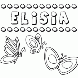 Desenho do nome Elisia para imprimir e pintar. Imagens de nomes