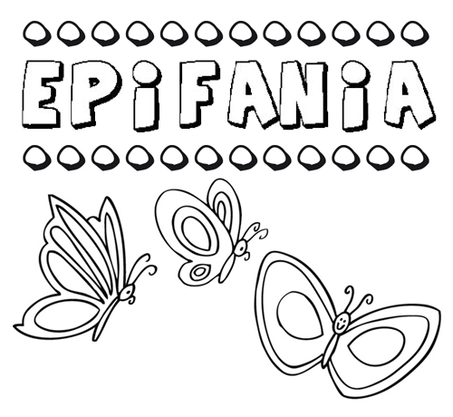 Desenho do nome Epifania para imprimir e pintar. Imagens de nomes
