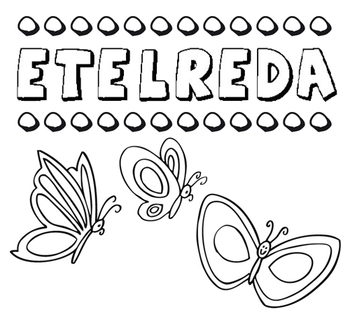Desenho do nome Etelreda para imprimir e pintar. Imagens de nomes