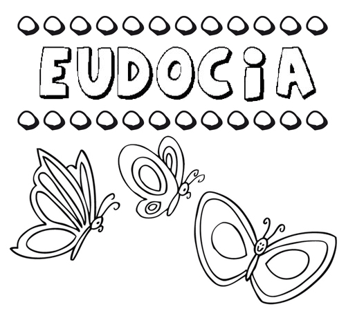 Desenho do nome Eudocia para imprimir e pintar. Imagens de nomes