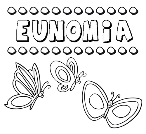 Desenho do nome Eunomia para imprimir e pintar. Imagens de nomes