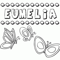 Desenho do nome Eumelia para imprimir e pintar. Imagens de nomes