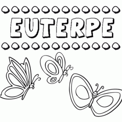 Desenho do nome Euterpe para imprimir e pintar. Imagens de nomes