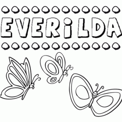 Desenho do nome Everilda para imprimir e pintar. Imagens de nomes