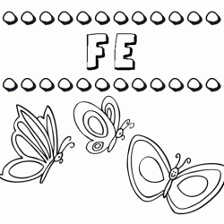 Desenho do nome Fe para imprimir e pintar. Imagens de nomes